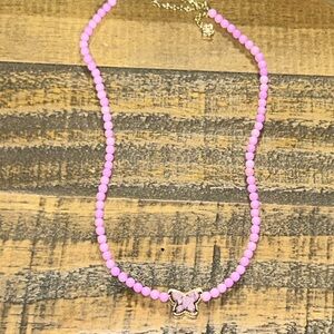 Kendra Scott Pink Beaded Necklace with Butterfly Charm